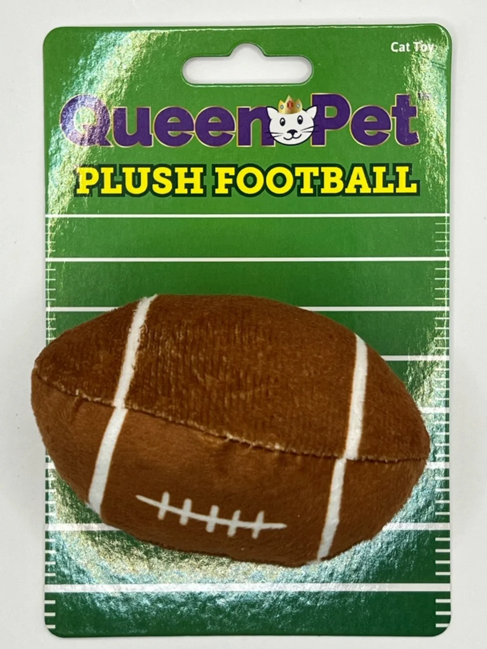 Plush Football Cat Toy - Brown & White